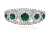 .79CT DIAMOND & AAA EMERALD 14K WHITE GOLD CLASSIC 5 STONE HALO ANNIVERSARY RING