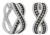 LARGE 1.21CT WHITE & CHOCOLATE FANCY DIAMOND 14KT WHITE GOLD INFINITY EARRINGS