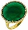 LARGE .24CT DIAMOND & AAA GREEN AGATE 14K YELLOW GOLD 3D ROUND CLASSIC HALO RING