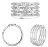 ESTATE WIDE .55CT DIAMOND 14KT WHITE GOLD 3D CLASSIC MULTI ROW 4 STONE FUN RING