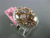 ESTATE LARGE 4.21CT MULTI COLOR DIAMOND 18KT WHITE & ROSE GOLD CLUSTER OVAL RING