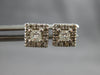ESTATE .42CT DIAMOND 14KT WHITE GOLD PRINCESS & ROUND SQUARE HALO STUD EARRINGS