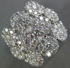 ESTATE LARGE 2.05CT DIAMOND 18K WHITE GOLD 3D MULTI FLOWER CLUSTER COCKTAIL RING