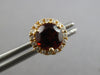 ESTATE 2.30CT DIAMOND & AAA GARNET 14KT YELLOW GOLD 3D HALO FLOWER STUD EARRINGS