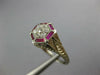 ANTIQUE .34CT DIAMOND & AAA RUBY 18K WHITE GOLD 3D CLUSTER ENGAGEMENT RING 26872