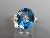 5.24CT DIAMOND & AAA BLUE TOPAZ 14KT YELLOW GOLD 3D OVAL & ROUND FLORAL FUN RING