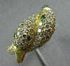 ESTATE WIDE 1.60CT DIAMOND & EMERALD 18K YELLOW GOLD CRISS CROSS BIRD RING 22075