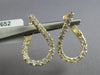 1.42CT DIAMOND 14KT YELLOW GOLD 3D OPEN TEAR DROP SIDEWAYS HOOP HANGING EARRINGS