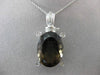 ANTIQUE LARGE 16.45CT DIAMOND & AAA SMOKY TOPAZ 18KT WHITE GOLD 3D OVAL PENDANT