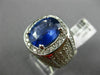 ESTATE EXTRA LARGE 7.74CT DIAMOND & AAA SAPPHIRE 14KT WHITE GOLD OVAL MENS RING