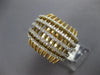 ESTATE EXTRA LARGE 1.05CT DIAMOND 14K 2 TONE GOLD MULTI ROW CRISS CROSS FUN RING