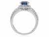 GIA CERTIFIED 2.14CT DIAMOND & AAA SAPPHIRE 18KT WHITE GOLD HALO ENGAGEMENT RING