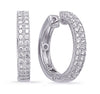 .77CT DIAMOND 14KT WHITE GOLD 3D ROUND CLASSIC 2 ROW PAVE HOOP HANGING EARRINGS