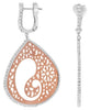 LARGE 1.17CT DIAMOND 14KT WHITE & ROSE GOLD FILIGREE TEAR DROP HANGING EARRINGS