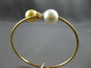 LARGE DIAMOND AAA WHITE & GOLDEN SOUTH SEA PEARL 18K YELLOW GOLD BANGLE BRACELET