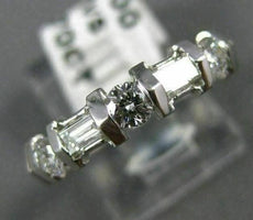 ESTATE .70CT ROUND & BAGUETTE DIAMOND 14KT WHITE GOLD ANNIVERSARY RING #18144