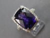 LARGE 6.34CT DIAMOND & AAA AMETHYST 14KT WHITE GOLD 3D CUSHION & ROUND HALO RING