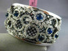 EXTRA LARGE 12.3CT DIAMOND & AAA SAPPHIRE 14K BLACK & WHITE GOLD BANGLE BRACELET