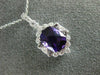 ESTATE 1.96CT DIAMOND & AAA AMETHYST 14K WHITE GOLD CUSHION CUT FILIGREE PENDANT