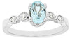 .78CT DIAMOND & AAA AQUAMARINE 14K WHITE GOLD OVAL & ROUND FILIGREE PROMISE RING