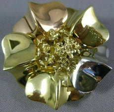 ANTIQUE 18KT WHITE YELLOW & ROSE GOLD FLOWER FILIGREE KOROVA PIN BROOCH #3067