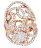 ESTATE LARGE 2.40CT DIAMOND 18KT ROSE GOLD 3D MULTI CIRCULAR FLORAL FUN RING