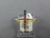 ESTATE .20CT AAA MULTI COLOR SAPPHIRE 14KT YELLOW GOLD 3D RAINBOW FUN BAR RING