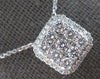 ESTATE .75CT DIAMOND 14K WHITE GOLD CLASSIC SQUARE CLUSTER HALO FLOATING PENDANT