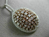 ESTATE LARGE 2.01CT WHITE & PINK DIAMOND 18K 2 TONE GOLD 3D CLUSTER OVAL PENDANT