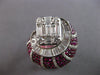 EXTRA LARGE 5.39CT DIAMOND & AAA RUBY 18K WHITE GOLD SEMI CRESCENT COCKTAIL RING