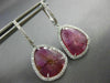 7.46CT DIAMOND & AAA TOURMALINE 14KT WHITE GOLD TEAR DROP HALO HANGING EARRINGS
