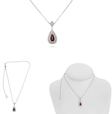 1.63CT DIAMOND 18KT WHITE GOLD PEAR SHAPE KITE & ROUND DOUBLE HALO LOVE NECKLACE