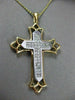 ESTATE LARGE 1.0CT PRINCESS DIAMOND 14KT WHITE & YELLOW GOLD CROSS PENDANT #6289