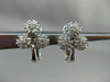 ANTIQUE .70CT DIAMOND 14KT WHITE GOLD HANGING FLOWER CLIP ON EARRINGS #1199