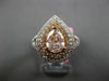 LARGE GIA 1.64CT WHITE & PINK DIAMOND 18KT 2 TONE GOLD FILIGREE ENGAGEMENT RING