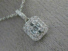 ESTATE .31CT DIAMOND 18K WHITE GOLD 3D CLUSTER INVISIBLE SQUARE FLOATING PENDANT