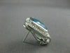 ESTATE LARGE 14.4CT EXTRA FACET BLUE TOPAZ & DIAMONDS 14KT W GOLD EARRINGS 21801