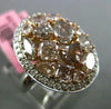 ESTATE LARGE 4.21CT MULTI COLOR DIAMOND 18KT WHITE & ROSE GOLD CLUSTER OVAL RING