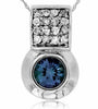 ESTATE .68CT DIAMOND & AAA TANZANITE 14K WHITE GOLD CLASSIC ETOILE BEZEL PENDANT
