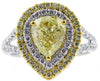 ESTATE LARGE 2.76CT WHITE & FANCY YELLOW DIAMOND 18K 2 TONE GOLD ENGAGEMENT RING