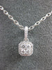 ESTATE .28CT DIAMOND 18KT WHITE GOLD 3D CLUSTER SQUARE HALO CLASSIC PENDANT