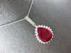 LARGE 12.63CT DIAMOND & AAA RUBY 14K WHITE GOLD PEAR SHAPE & ROUND PENDANT 28019