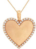 .16CT DIAMOND 14KT ROSE GOLD LOVE 3D ROUND MATTE & SHINY HEART FLOATING PENDANT