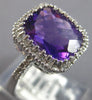 LARGE 4.51CT DIAMOND & AAA AMETHYST 14KT WHITE GOLD 3D CUSHION & ROUND HALO RING