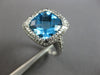 LARGE 10.35CT DIAMOND & AAA BLUE TOPAZ 14K WHITE GOLD CUSHION & ROUND RING 28199
