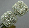LARGE 1.46CT DIAMOND 14KT YELLOW GOLD 3D CLUSTER SQUARE SCREW BACK STUD EARRINGS