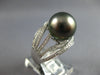 LARGE .50CT DIAMOND & AAA TAHITIAN PEARL 14KT WHITE GOLD CRISS CROSS SWIRL RING