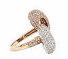 LARGE 1.72CT WHITE & PINK DIAMOND 18K WHITE ROSE GOLD CRISS CROSS LOVE KNOT RING