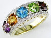 LARGE 3.45CT DIAMOND & AAA MULTI GEM 14KT YELLOW GOLD HEXAGON & ROUND RING