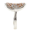 LARGE 1.90CT WHITE & PINK DIAMOND 18K WHITE & ROSE GOLD 3D CLUSTER CIRCULAR RING